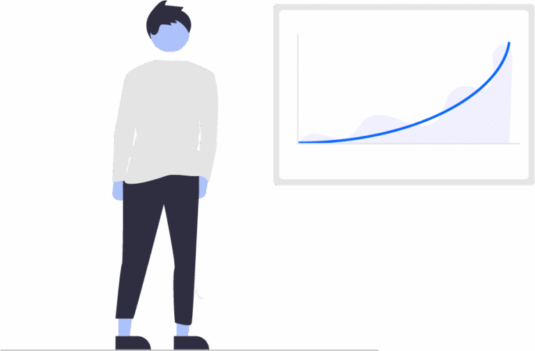 Personne observant un graphique représentant une croissance, illustrant la prise de décisions en temps réel grâce aux données.