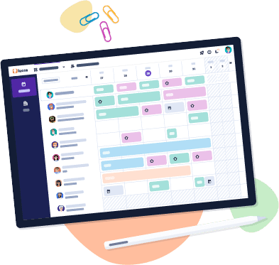 Interface de Lucca illustrant des processus RH automatisés pour gérer congés, absences, notes de frais et temps de travail.