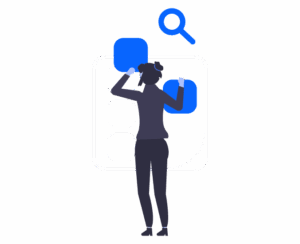 Illustration d'une personne interagissant avec un système de GED, symbolisant la gestion digitale et sécurisée des documents