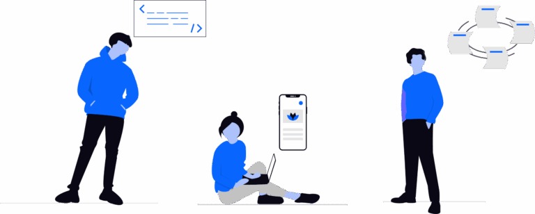 Illustration symbolisant la collaboration en temps réel et la centralisation des communications avec Microsoft Teams.