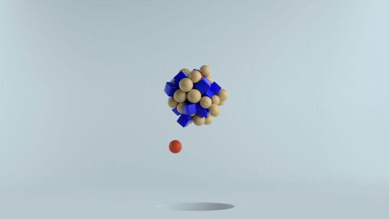 Représentation abstraite de boules en bois et bleues flottant dans les airs, symbolisant la personnalisation et le profilage avec l'intelligence artificielle.